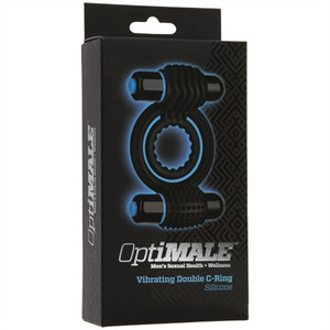 Doc Johnson Optimale Vibrating Double Cock Ring - Black