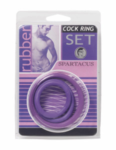 Spartacus Rubber Cock Ring Set - Purple Pack Of 3