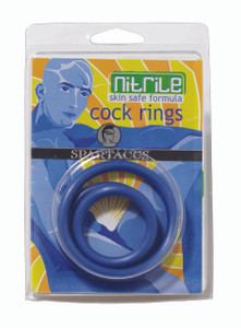 Spartacus Nitrile Cock Ring Set - Blue Pack Of 3