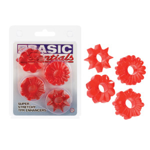CalExotics Basic Essentials Set Of 4 - Red Cock Ring
