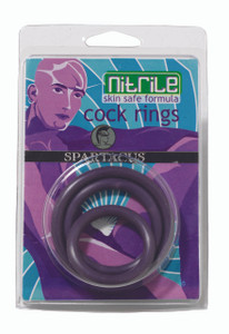 Spartacus Nitrile Cock Ring Set - Purple Pack Of 3
