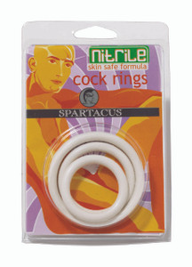 Spartacus Nitrile Cock Ring Set - White Pack Of 3