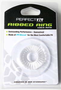 Perfect Fit Brand Ribbed Cock Ring - Clear
