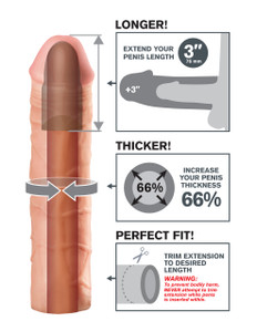 Pipedream Fantasy Xtensions Mega 3" Penis Extension - Flesh