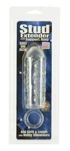 CalExotics Stud Extender Includes Support Ring - Clear Penis Extension