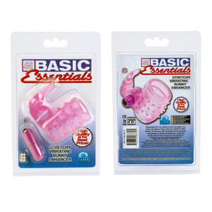 CalExotics Basic Essentials Stretchy Vibrating Bunny Enhancer - Pink Penis Sleeve