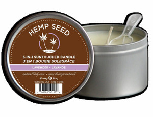 Earthly Body Suntouched Hemp Massage Oil Candle - 6.8 Oz Round Tin Lavender