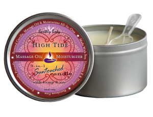 Earthly Body Suntouched Hemp Massage Oil Candle - 6.8 Oz Round Tin High Tide