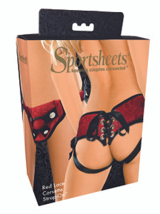 Sportsheets Red Lace Strap On Dildo Corsette