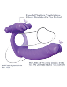 Pipedream Fantasy C - Ringz Silicone Double Pene Rabbit Cock Ring - Purple