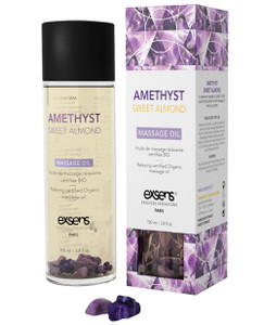 Exsens Of Paris Organic Massage Oil - Sweet Almond With Amethyst Crystals