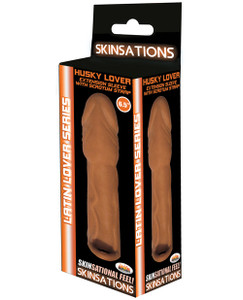 Hott Products Skinsations Latin Lover 6.5" Husky Penis Extension Sleeve With Scrotum Strap