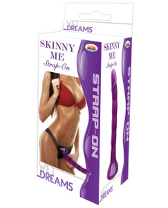 Hott Products Wet Dreams Skinny Me 7" Strap On Dildo With Harness - Purple