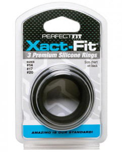 Perfect Fit Brand Xact Fit 3 Cock Ring Kit S/M/L - Black