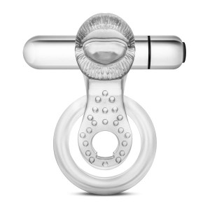 Blush Stay Hard 10 Function Vibrating Tongue Cock Ring - Clear