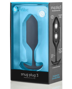 B - Vibe Weighted Snug Plug 3 - .180 G Black Butt Plug