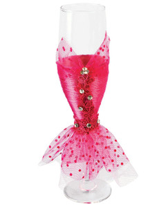 Bride To Be Champagne Glass Wedding Dress With Pink Lace