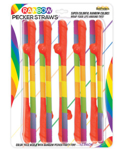 Hott Products Rainbow Pecker Straws Pack Of 10