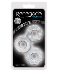 NS Novelties Renegade Chubbies Cock Rings 3 Pack - Clear
