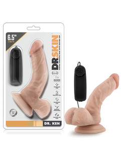 Blush Dr. Skin Dr. Ken 6.5" Vibrating Suction Cup Dildo Realistic Vibrator - Vanilla