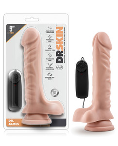 Blush Dr. Skin Dr. James 9" Vibrating Suction Cup Dildo Realistic Vibrator - Vanilla