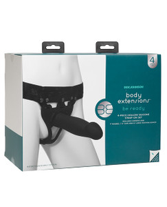 Doc Johnson Body Extensions Be Ready 4 Piece Strap On Dildo Set