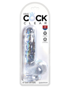 Pipedream King Cock Clear 6" Suction Cup Dildo With Balls