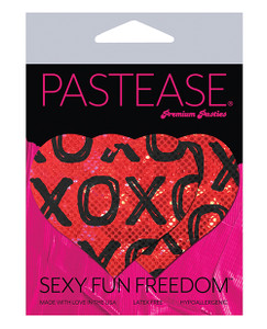 Pastease Glitter Xoxo Heart - Red/Black O/S Pasties