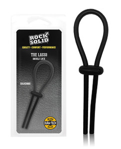Doc Johnson Rock Solid Lasso Cock Ring Single Adjustable Lock Black Silicone