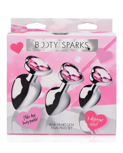 XR Bootysparks Pink Heart Gem Anal Butt Plug Set