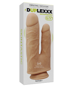 Hott Products Skinsations Duplexx Vibrating & Rotating Double Dildo - Flesh