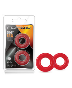 Blush Stay Hard Donut Cock Rings - Red Pack Of 2