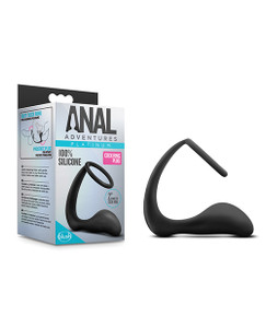 Blush Cock Ring & Butt Plug Prostate Massager - Black