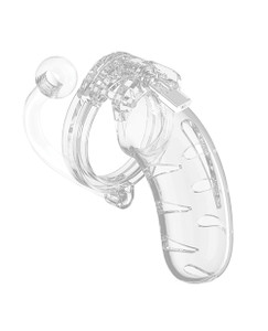 Shots Man Cage 4.5" Cock Cage With Urethral Plug 11 - Clear