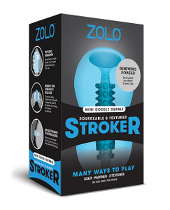 Zolo Mini Double Bubble Stroker Masturbator - Blue