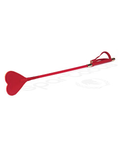 Spartacus Fetish Pu Riding Crop With Plush Heart Shape Tip - Red