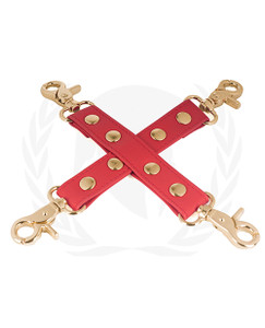 Spartacus Fetish Pu Hog Tie With Gold Hardware - Red