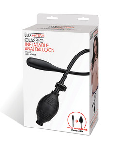 Lux Fetish Classic Inflatable Balloon Anal Butt Plug - Black