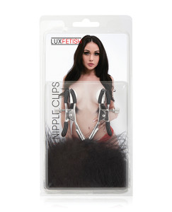 Lux Fetish Feather Nipple Clamps - Black