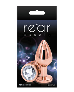 NS Novelties Rear Assets Rose Gold Medium Butt Plug - Clear