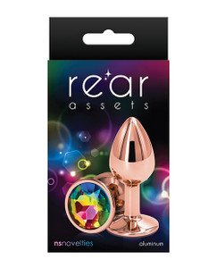 NS Novelties Rear Assets Rose Gold Small Butt Plug - Rainbow