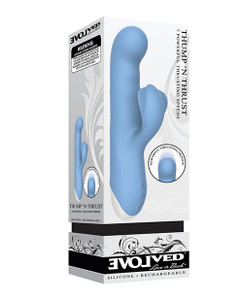 Evolved Thump N Thrust Rechargeable Dual Stim Rabbit Vibrator - Blue
