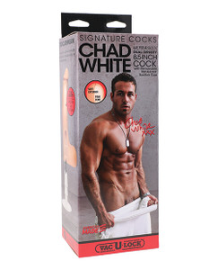 Doc Johnson Signature Cocks Ultraskyn 8.5" Realistc Dildo With Removable Vac - U - Lock Suction Cup - Chad White
