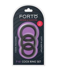 Forto F - 61 Liquid 3 Piece Cock Ring Set - Black