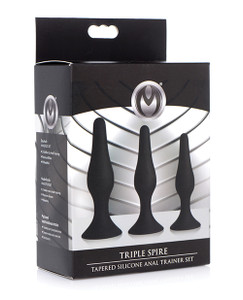 XR Master Series Triple Tapered Silicone Anal Trainer Butt Plug - Black Set Of 3