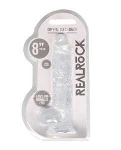 Shots Realrock Crystal Clear 8" Realistic Dildo With Balls - Transparent Clear