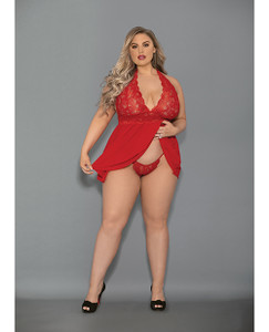 Escante Euphoria Shorty Babydoll & Open Panty Red Qn