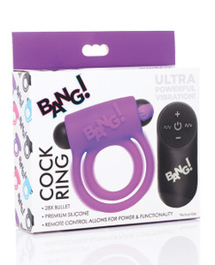 XR Bang! Vibrating Cock Ring & Bullet With Remote Control - Purple