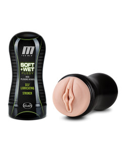 Blush M For Men Soft And Wet Pussy With Pleasure Ridges Self Lubricating Masturbator Stroker - Vanilla