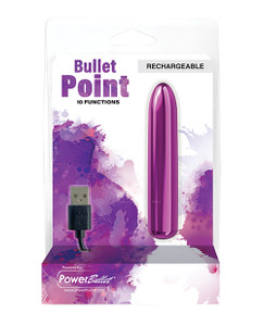 BMS Bullet Point Rechargeable Bullet Vibrator - 10 Functions Purple